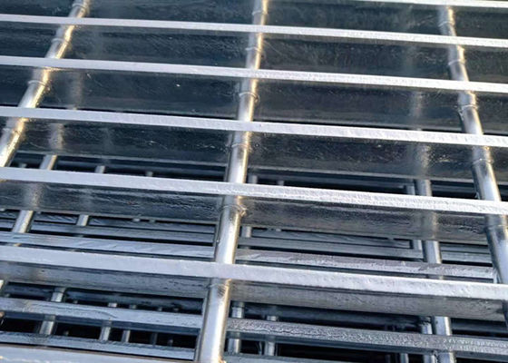 Galvanised Steel Grating For Metal Grate Flooring Round Steel Cross Bar